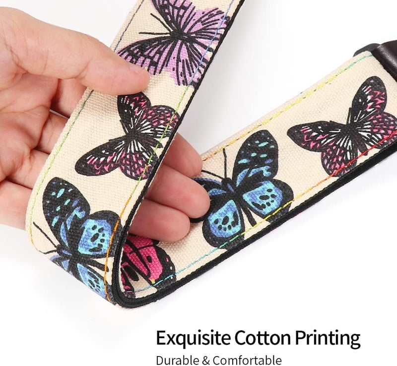 EYESHOT Ukulele Strap No Drill, Adjustable Double J Hook Clip on Uke Shoulder Strap, Hawaiian Butterfly Printing Hands Free Ukelele Strap, Easy to Use and Fit Most Standard Uke Sizes - Image 4